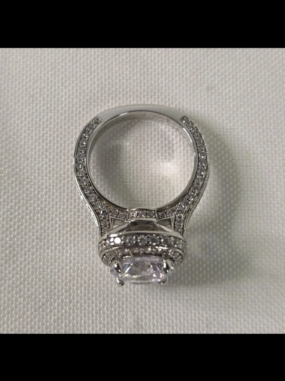 Italo Halo White Sapphire Engagement Ring 925 Sterling Silver Size 5 New in Box